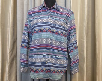 Vintage Cabin Creek Southwestern Striped Button Down Size Small western shirt woman's clothing
