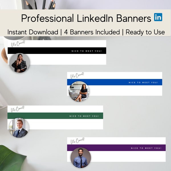 4 LinkedIn Banner | Instant Download | Professional LinkedIn Banner | Minimalist Profile Background | Banner Bundle | Aesthetic Banner Cover