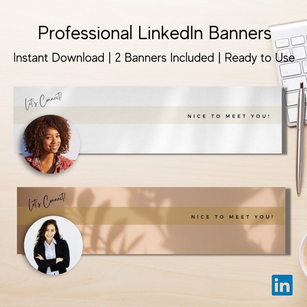 Banner de LinkedIn / Descarga instantánea / Banner de LinkedIn profesional / Fondo de perfil minimalista / Paquete de banner / Portada de banner estético