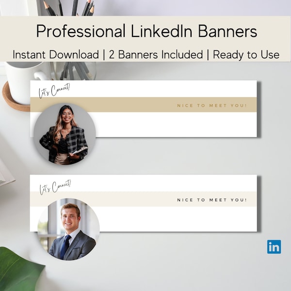 LinkedIn Banner | Instant Download | Professional LinkedIn Banner | Minimalist Profile Background | Banner Bundle | Aesthetic Banner Cover