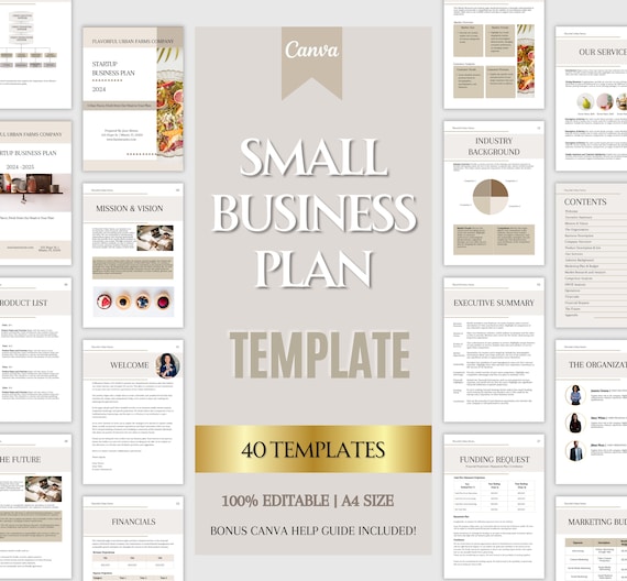 Small Business Plan Template | Business Strategy | Business Planner Printable | Modern Marketing Plan | Entrepreneur | Editable in Canva