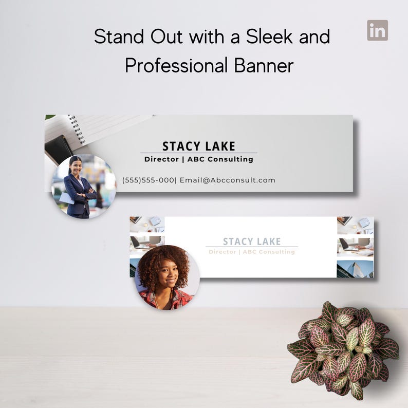 8 Linkedin Banner Customizable Bundle | With Contact Info | Canva ...