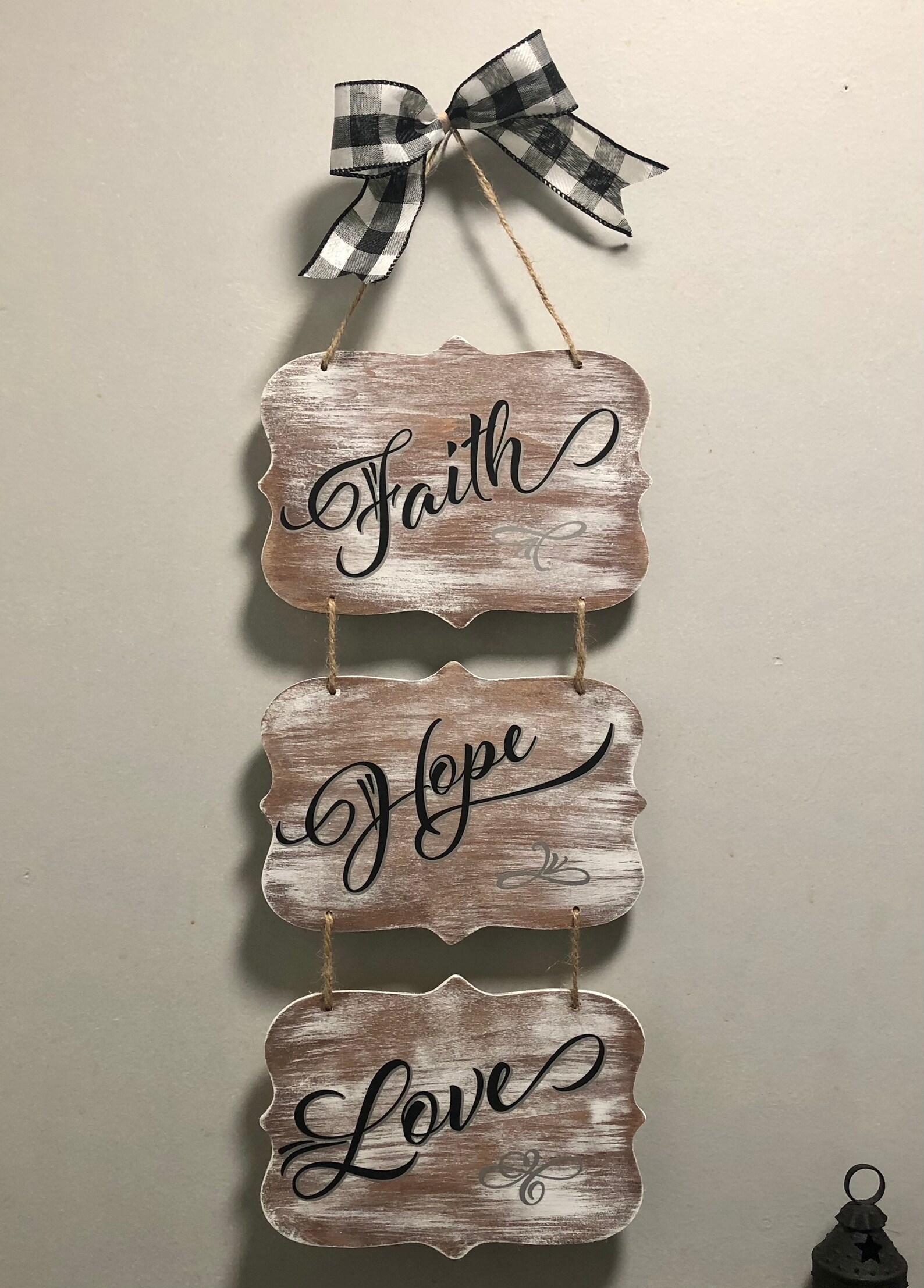 Faith Hope Love wooden sign wall decor Etsy