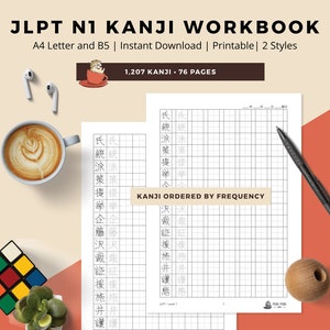 JLPT N1 Japanese Kanji Writing Practice Worksheets - Learn Japanese with Printable Digital Worksheets