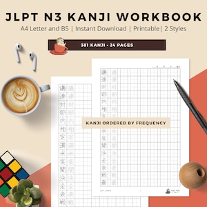 JLPT N3 Japanese Kanji Writing Practice Worksheets - Learn Japanese with Printable Digital Worksheets