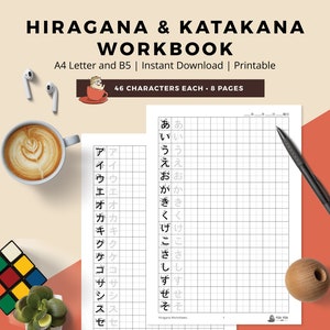 Japanisches Hiragana- und Katakana-Schreibübungs-Arbeitsblatt-Bundle - Japanisch lernen mit druckbaren digitalen Arbeitsblättern