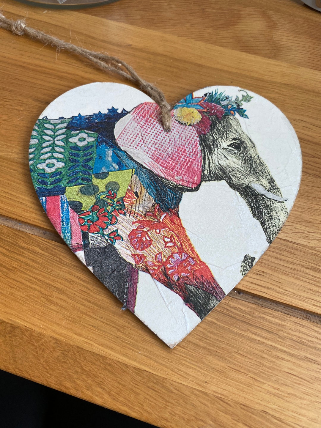 Elephant Decoupage Heart Home Decor/zoo/safari Etsy