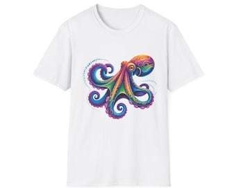 Colorful Octopus Graphic Tee: Softstyle Cotton Unisex Shirt