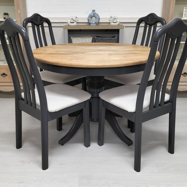 Oak farmhouse kitchen dining table and 4 chairs choose your own colour
