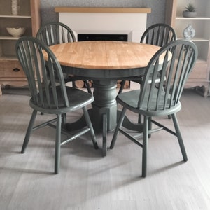 Extending farmhouse kitchen dining table with 4 or 6 chairs Choose your own colour finish