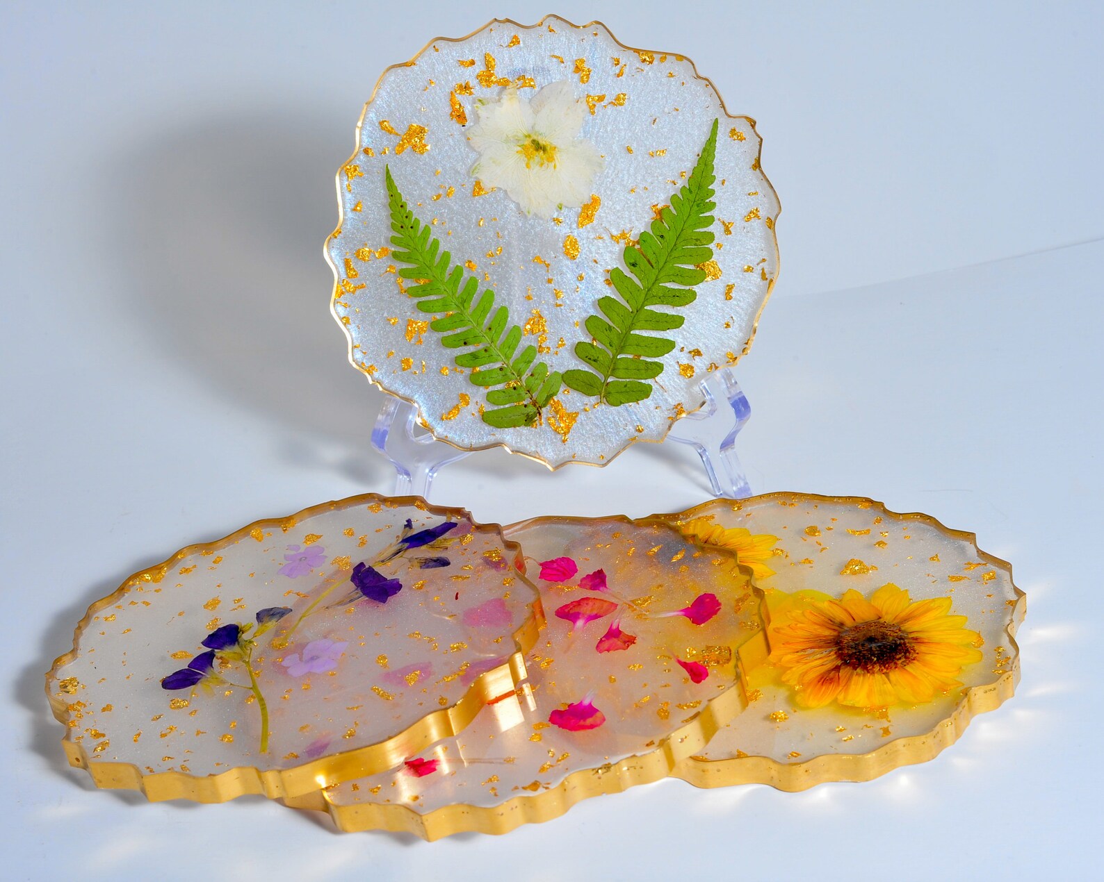 Dried Flower Resin Coasters Etsy