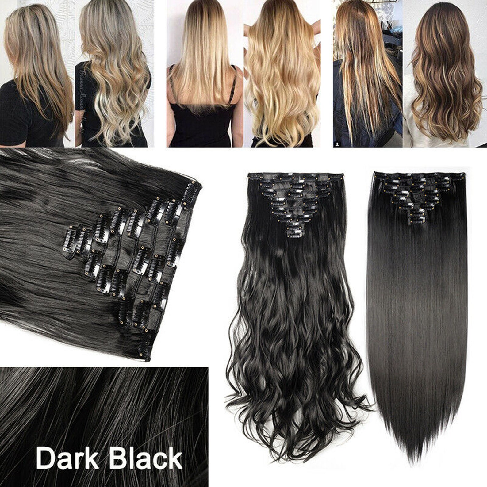 100 Real Natural Clip in Hair Extensions Full Head 8 Piece Etsy