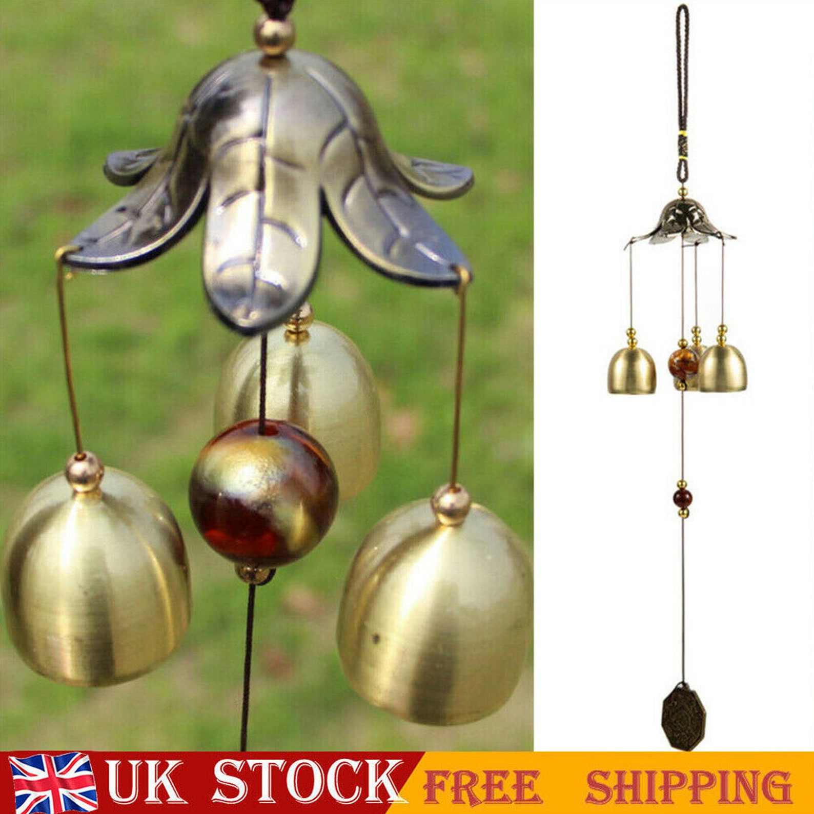 40cm Feng Shui Bagua Lucky Wind Chimes 3 Bells Outdoor Etsy
