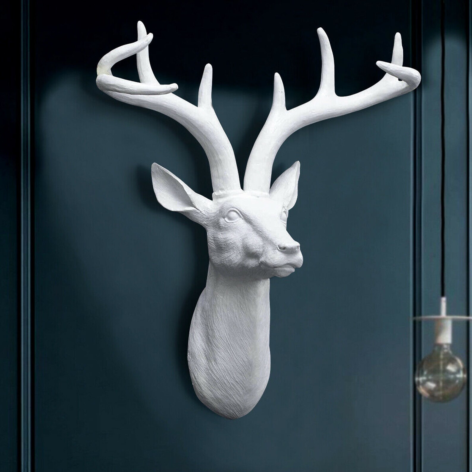 XL White Resin Handmade Stag Deer Head 3D Antlers Sculpture Etsy