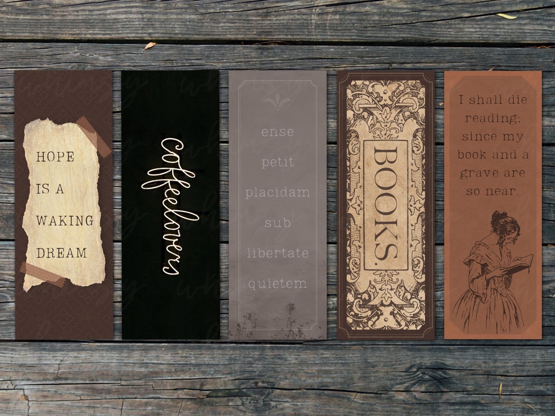 printable dark academia bookmarks quote bookmark gifts etsy