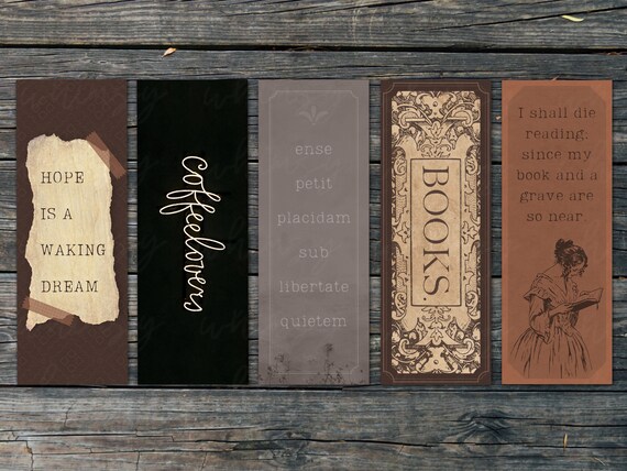 printable dark academia bookmarks quote bookmark gifts for etsy