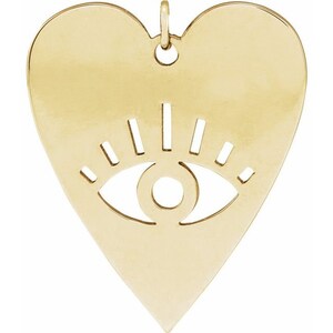 14K Evil Eye Heart Pendant