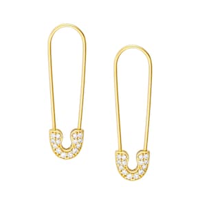 Aretes con imperdible de diamantes de 14k