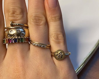 14K Yellow Cherub Angel Pinky Ring