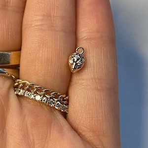 14K Yellow Natural Diamond Alien Dangle