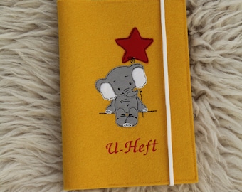 U-Heft Hülle aus Filz, personalisierbar , Hülle für Untersuchungsheft Kinder mit Namen
