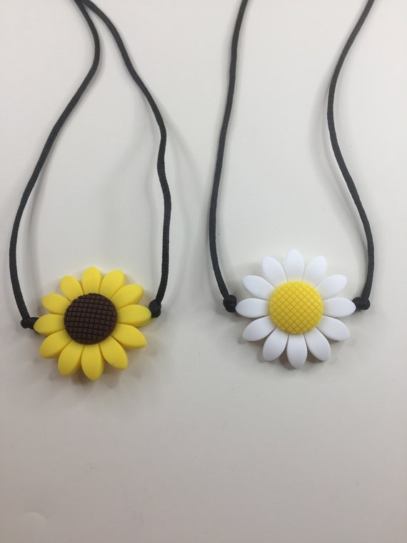 Daisy chew necklace adult, Flower fidget toy adult, Adult Chew