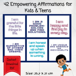 Positive Affirmationen Karten für Kinder Self Love Affirmation Set Kinder Motivationskarten für Junge Köpfe Affirmationen für das Vertrauen