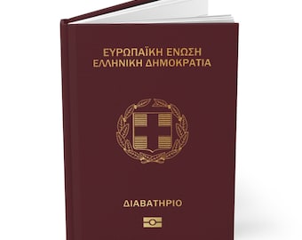 Greek Passport Hardcover Journal Notebook Best Gift for Citizens of Greece