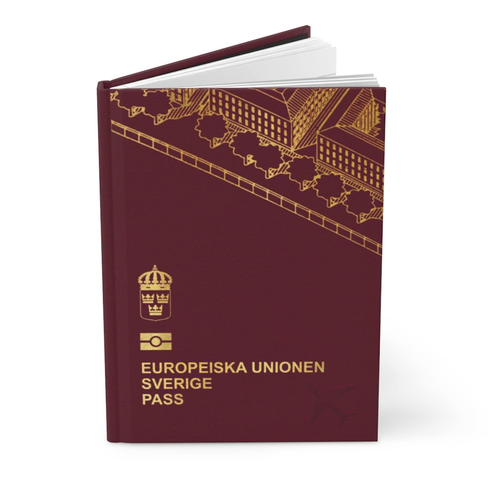 Swedish Passport Hardcover Journal Notebook Best Gift for Citizens of