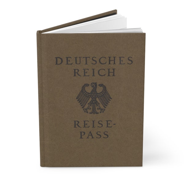 German Reich Passport Hardcover Journal Notebook Great Historical Gift, Deutsche Reich Reisepass