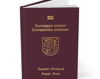 Cuaderno de tapa dura con forma de pasaporte finlandés: el mejor regalo para los ciudadanos de Finlandia (Suomi Passi).