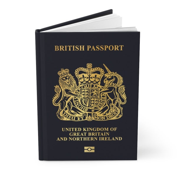 New British Passport Hardcover Journal Notebook Best Gift for United Kingdom of Great Britain and Northern Ireland Citizens