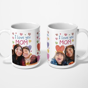 Custom &quot;I Love You Mom&quot; Coffee Mug – Personalized Floral Design, Gift for Mom, Mother&#39;s Day, Birthday Gift for Mom