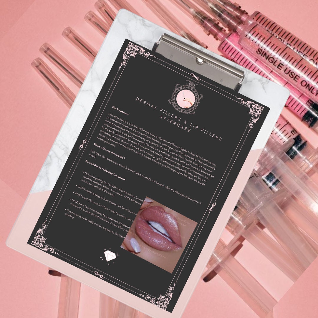 Printable Lip Fillers Aftercare Lip Filler Consent Dermal Etsy UK
