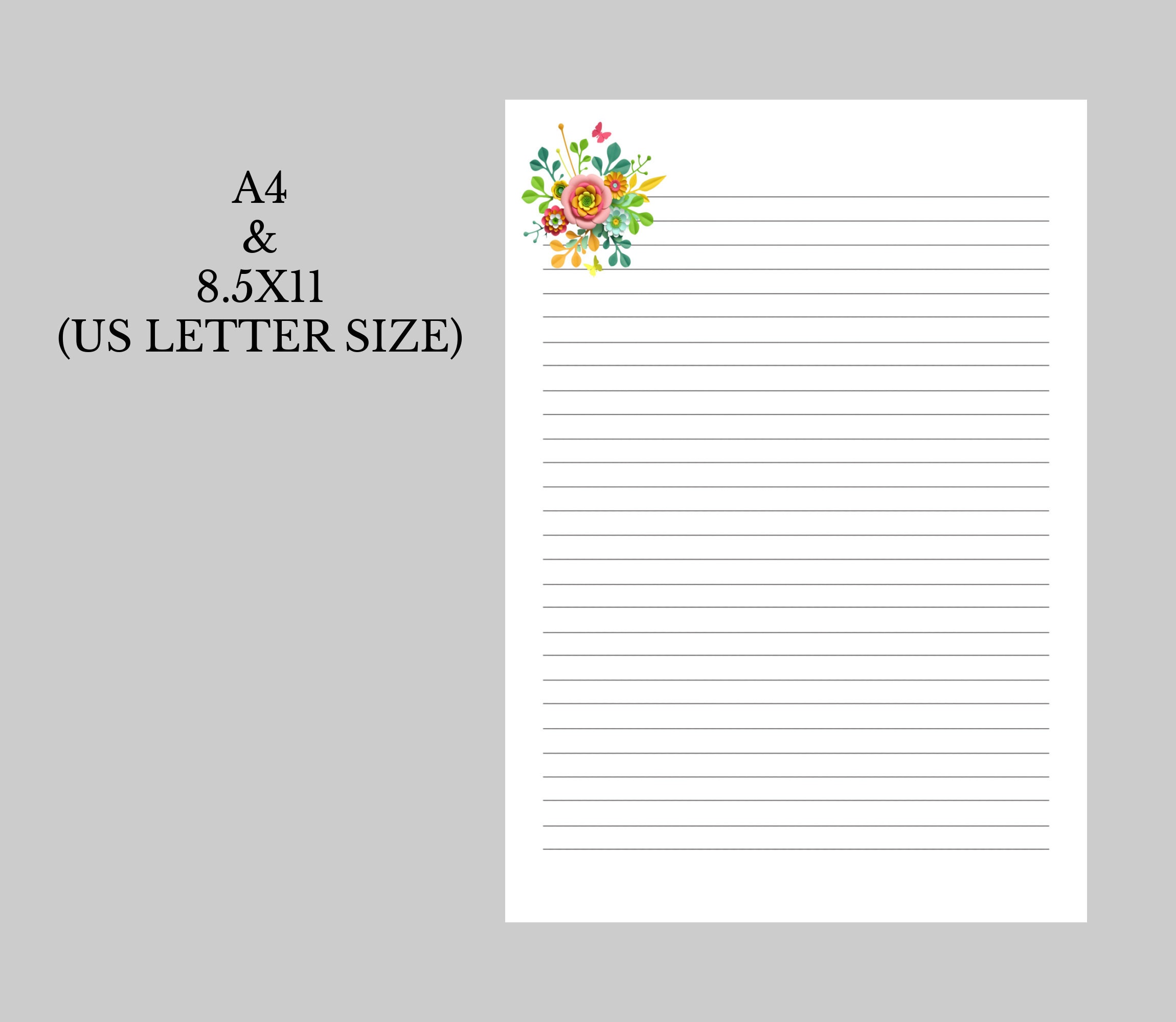 A4 & 8.5 X 11 Letter Writing Papers. Digital Download 4 PDF Files