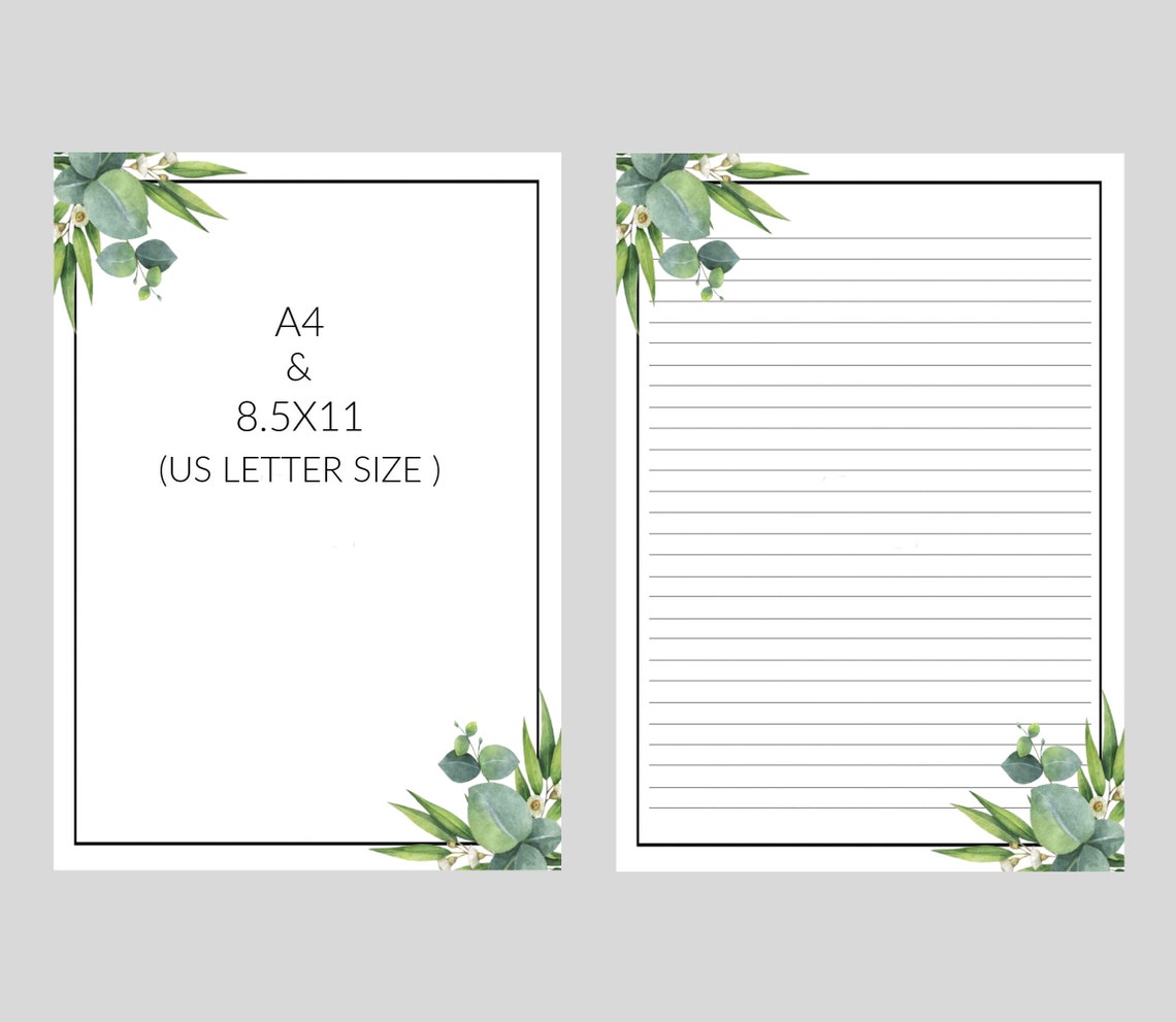 A4 & 8.5 X 11 Letter Writing Papers. Digital Download 4 PDF Files ...