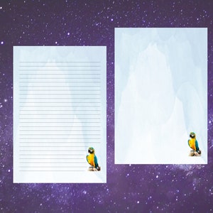 Papeles para escribir cartas de tamaño A4 y 8,5" x 11". Descarga digital 4 archivos PDF. Imagen de pájaro