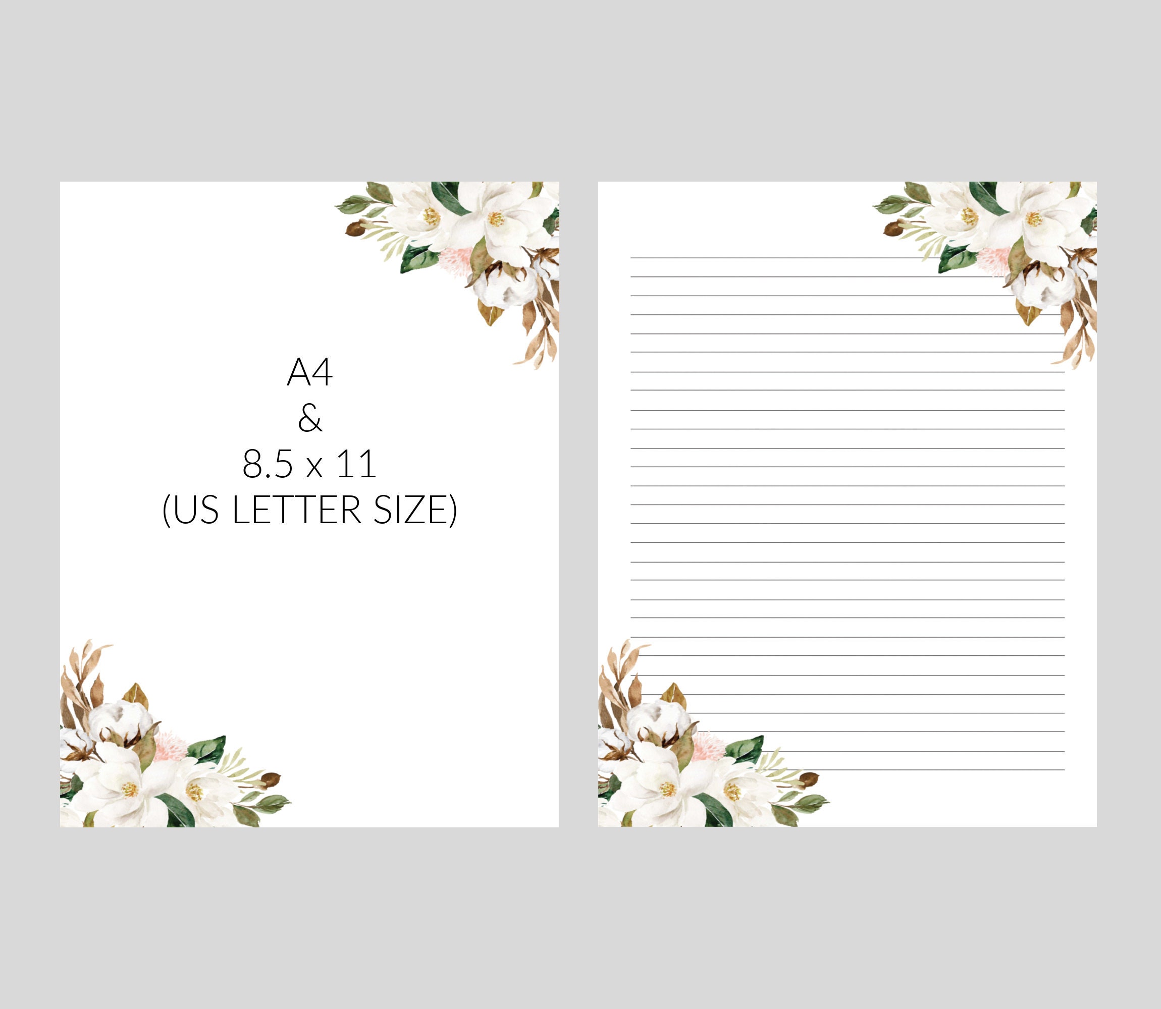 A4 &  X 11 Letter Writing Papers. Digital - Etsy UK