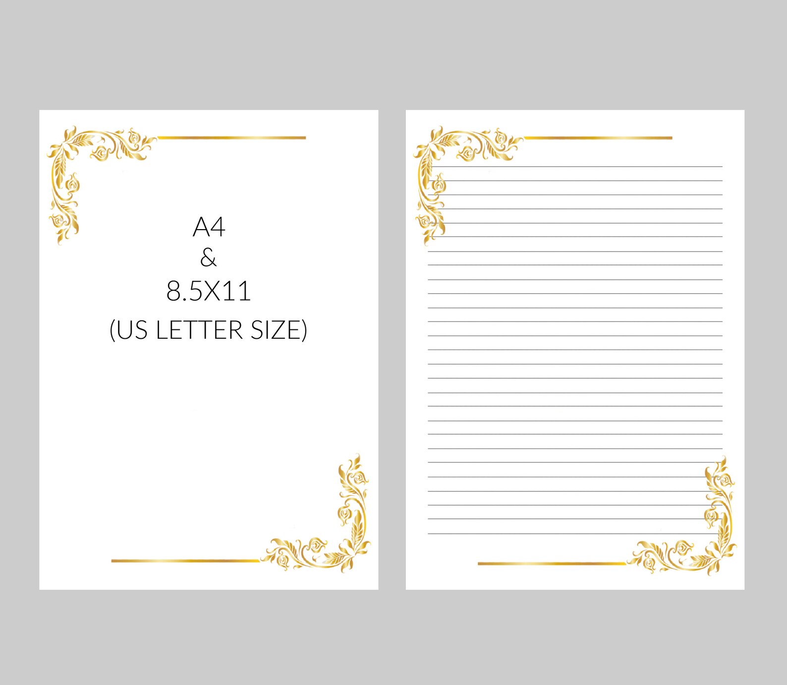 A4 & 8.5" X 11" Letter Writing Papers. Digital Download 4 PDF Files ...