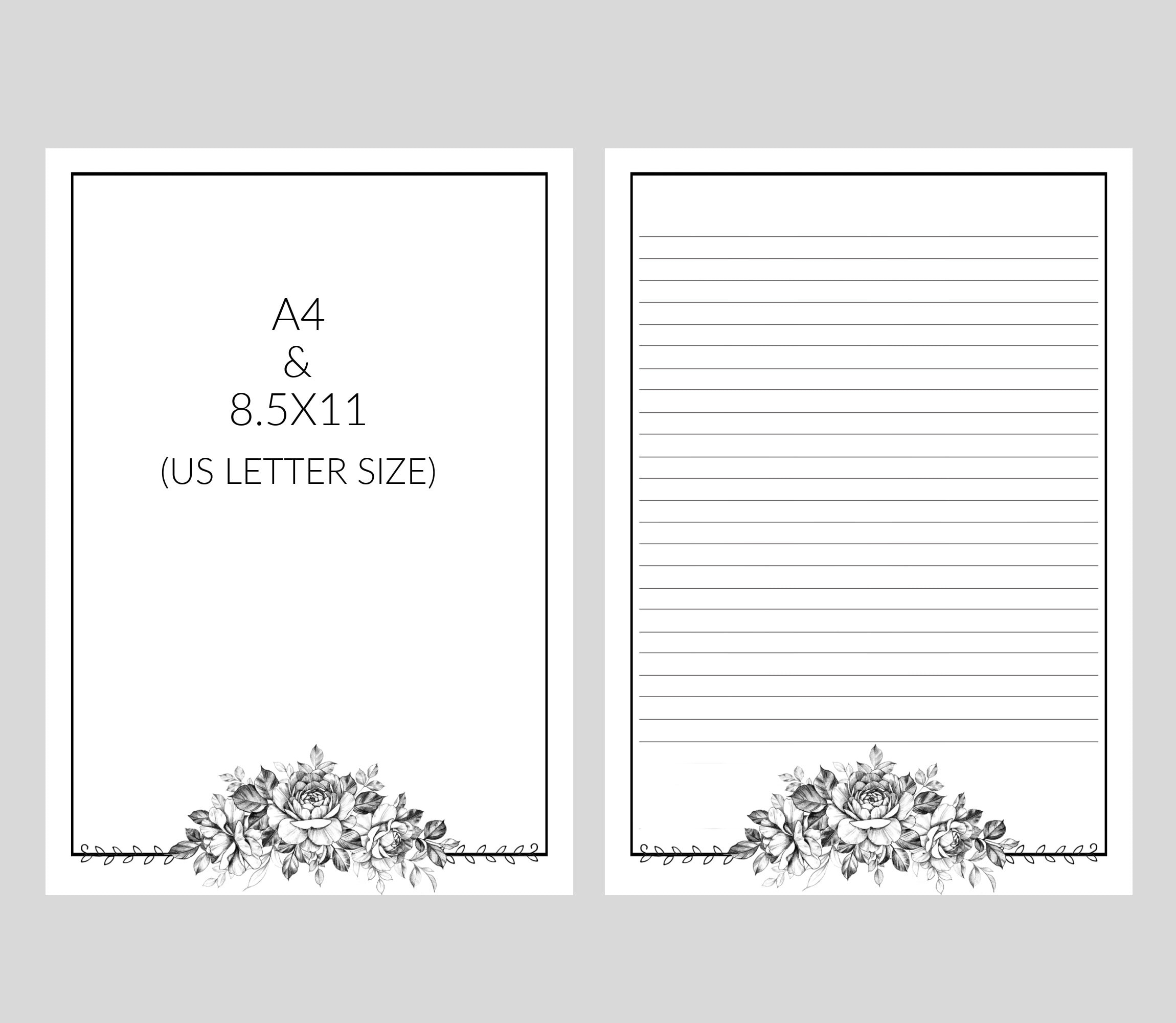 A4 & 8.5 X 11 Letter Writing Papers. Digital Download 4 PDF Files
