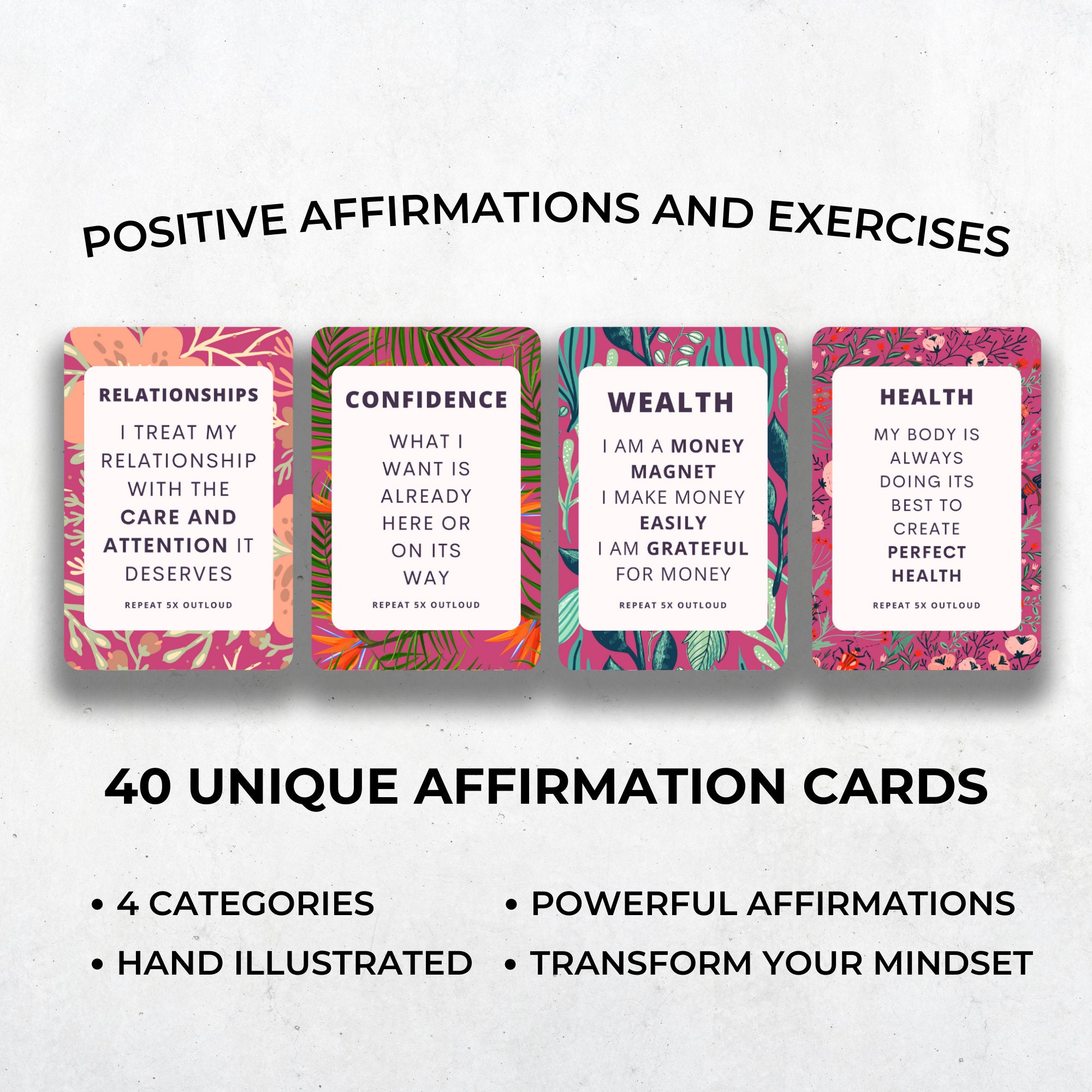 AFFIRMATION CARD DECK of Cards Law of Attraction Etsy