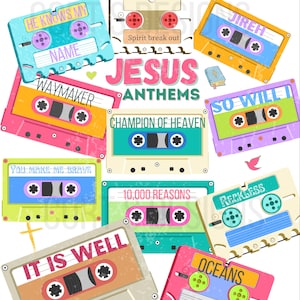 Retro Cassette Tapes Jesus Anthems Worship Songs PNG