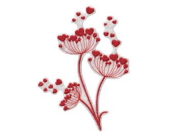 Parche bordado con forma de corazón y flor de diente de león para planchar – Parche romántico – Aplicación para coser o planchar – Personalización de prendas