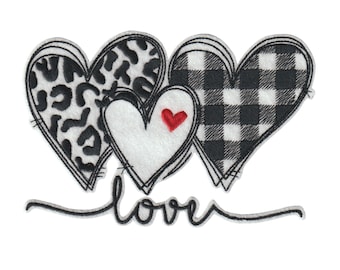 Parche bordado con la palabra "Love" en forma de corazón para planchar – Parche de fieltro blanco con certificación OEKO-TEX – Aplicación para coser o planchar – Personalización de prendas