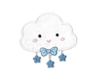 Parche termoadhesivo de nube para bebé – Parche bordado de nube kawaii – Parche infantil de estrella azul – Personalización de ropa de bebé