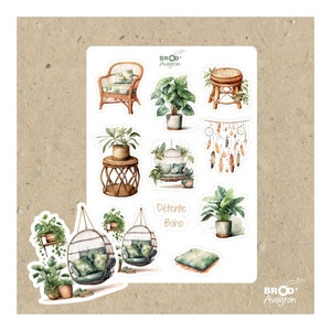 9 adesivi Boho con libri e piante: personalizza il tuo Bullet Journal, il tuo diario, i tuoi oggetti con stile!