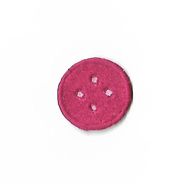 Ecusson patch thermocollant applique bouton de couture rose fushia.