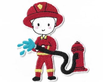 Parche termoadhesivo infantil de bombero – bonito parche bordado – parche de servicios de emergencia – personalización de ropa y bolsos – bordado artesanal