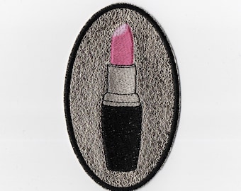 Parche termoadhesivo de pintalabios – parche de maquillaje bordado – parche elegante y glamuroso – piel sintética color oro champán