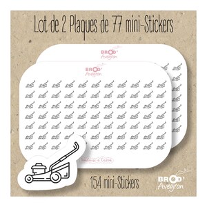 Set di 2 fogli da 77 mini-Adesivi Tagliaerba - Personalizza il tuo Bullet Journal, il tuo Diario, i tuoi oggetti!